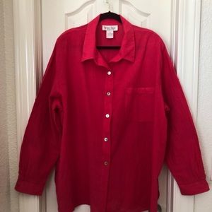 Simply Susan Woman’s 3X Fuchsia Long Sleeve Blouse